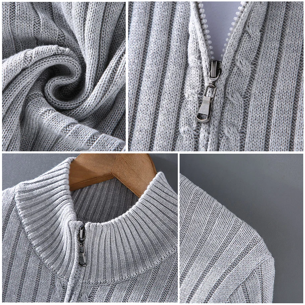 Lässige Zip-Up Strickjacke Alex