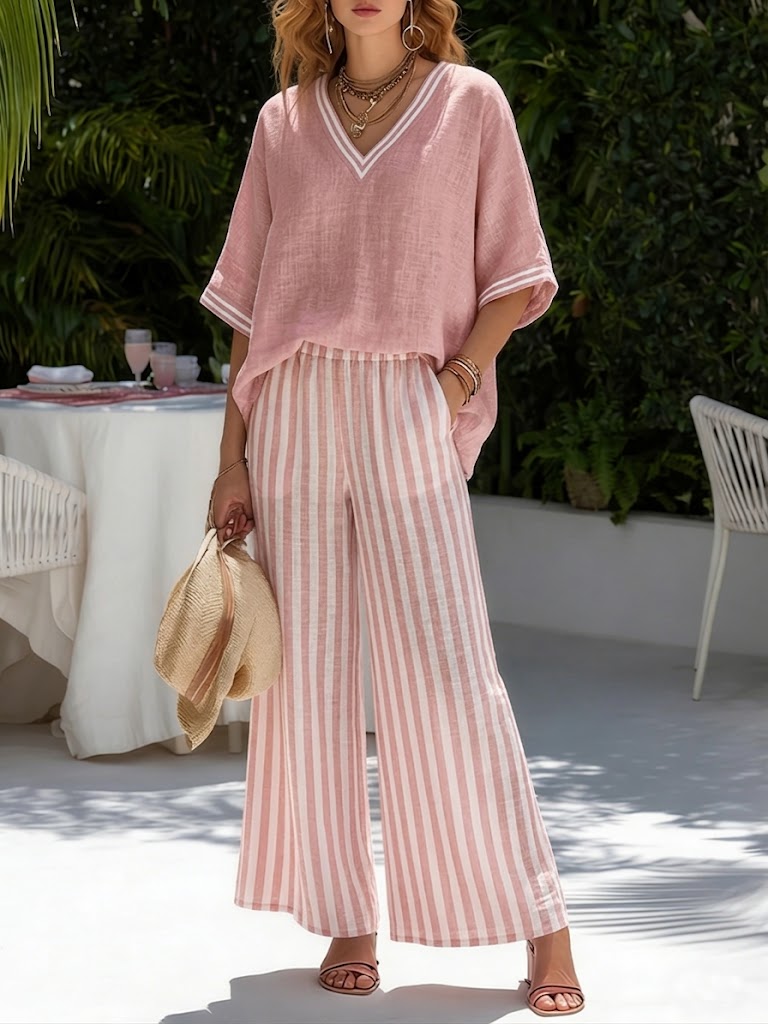 Gestreiftes Leinen-Set Tina