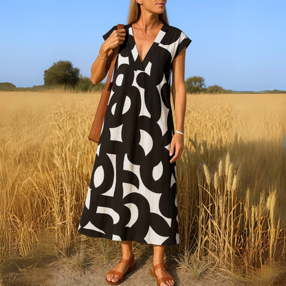 Ibiza Style Bequemes und Fließendes Kleid mit V-Ausschnitt Maria