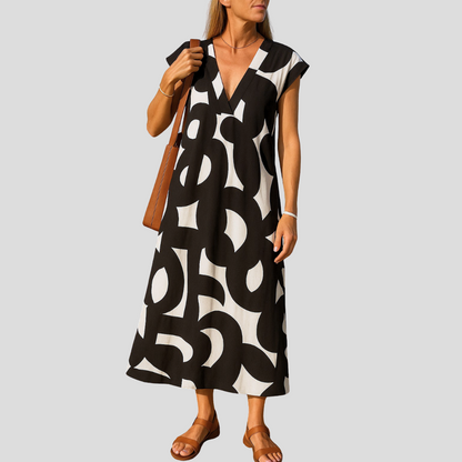 Ibiza Style Bequemes und Fließendes Kleid mit V-Ausschnitt Maria