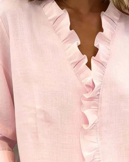 Edle V-Ausschnitt Bluse Dio