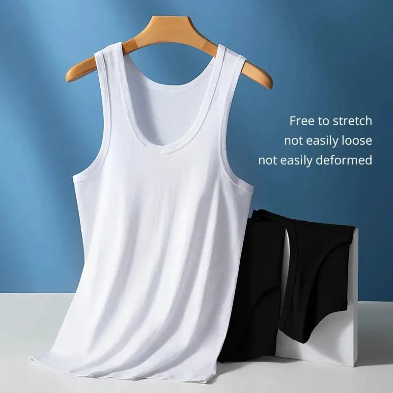 1/3 Pieces Men's Solid Color Basic Cotton Vest Youth Slim Exercise Sweat-absorbent T-shirt Middle-aged Comfortable Bottoming