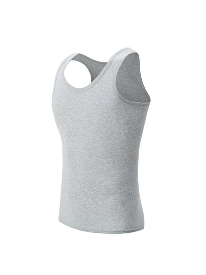 1/3 Pieces Men's Solid Color Basic Cotton Vest Youth Slim Exercise Sweat-absorbent T-shirt Middle-aged Comfortable Bottoming