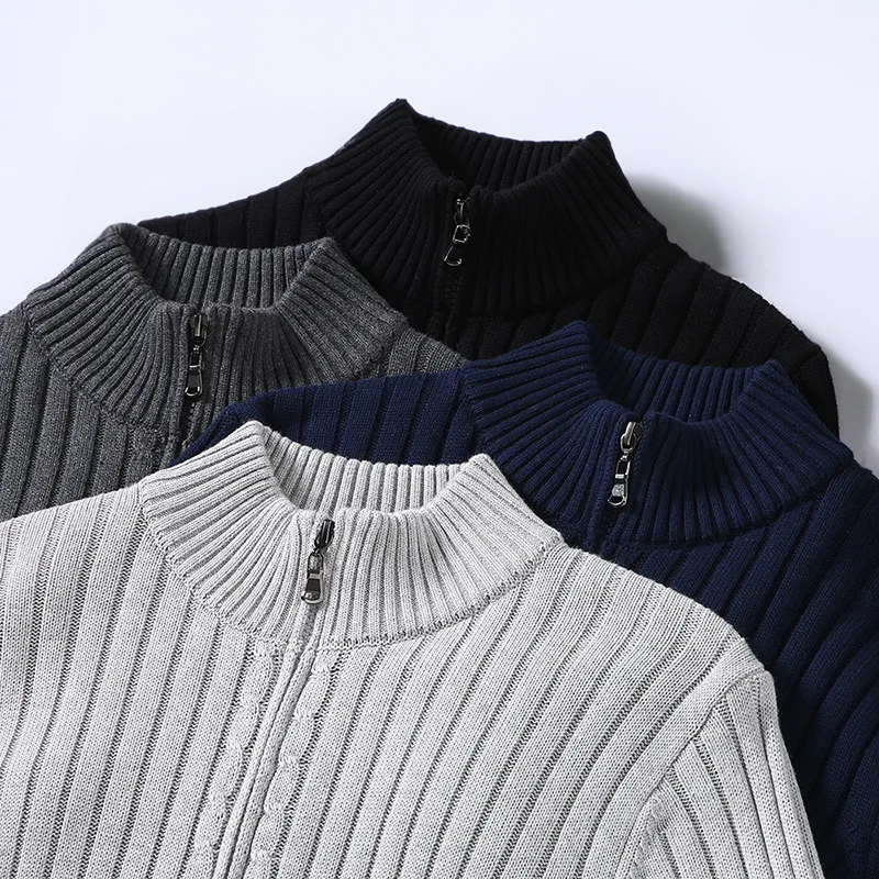 Lässige Zip-Up Strickjacke Alex